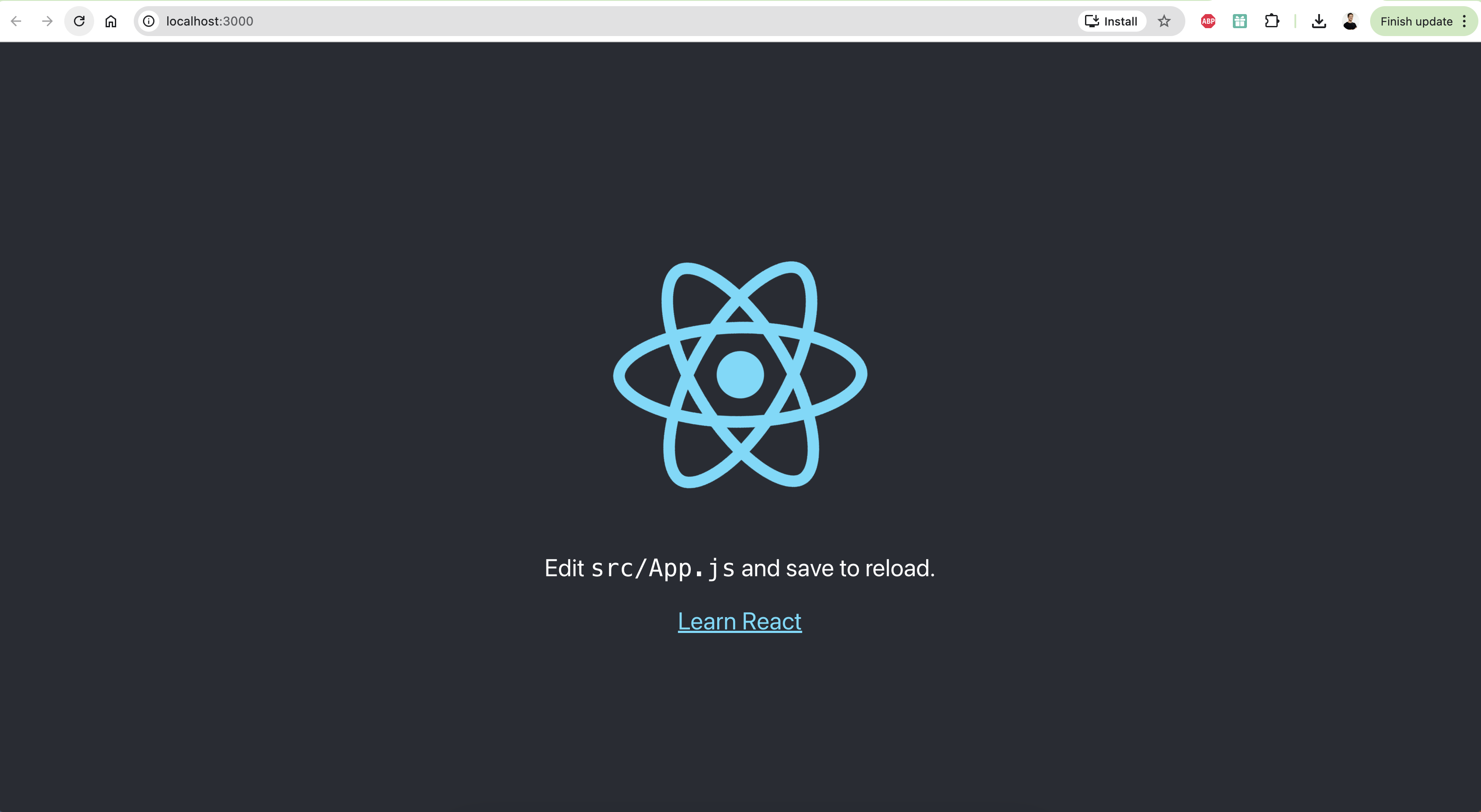React app running in the browser