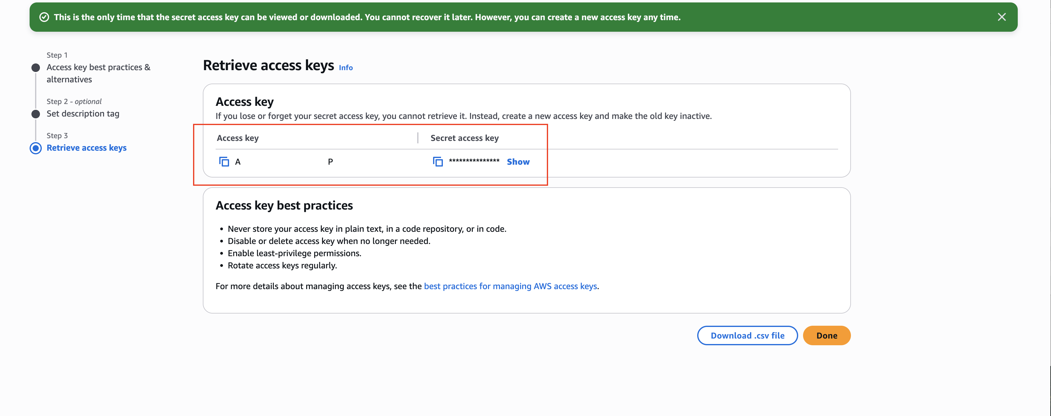 Access Key Created